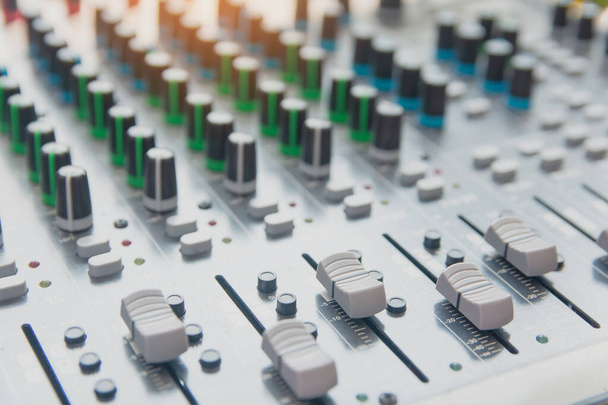 Audio sound mixer control panel.  Sound console buttons for adju - Фото, изображение
