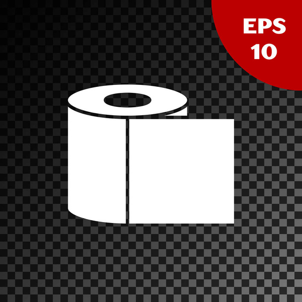 Fehér WC papír tekercs ikon elszigetelt átlátszó sötét háttérrel. Vektorillusztráció - Vektor, kép