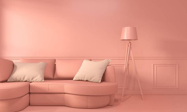 Wohnzimmer Korallen inetrior mit Sofa und Dekoration Farbe leben - Foto, Bild