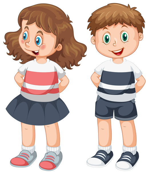 Izolált karakter kifejezéssel-fiú és lány - Vektor, kép