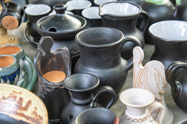 The fair of folk craftsmen of pottery. Handmade clay pots - Photo, Image
