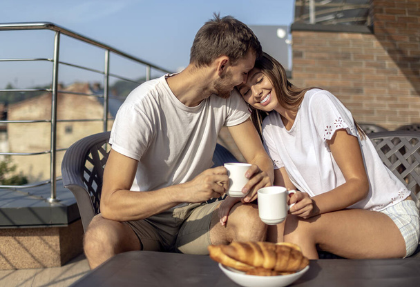 Spouses Revelling in Their Morning Breakfast - Valokuva, kuva