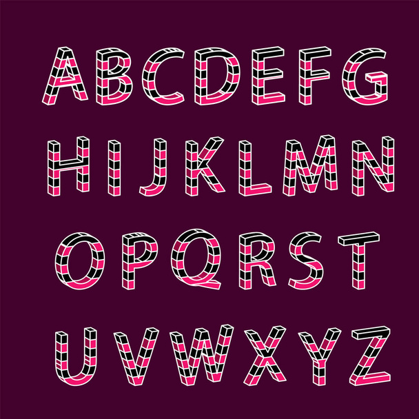 Colorful 3d Font. Isometric letters set isolated . 3d Tetris Block Typefont. Vector - Вектор, зображення