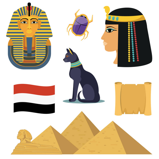 Egypt icons set. Famous egyptian symbols.  - Vector, afbeelding