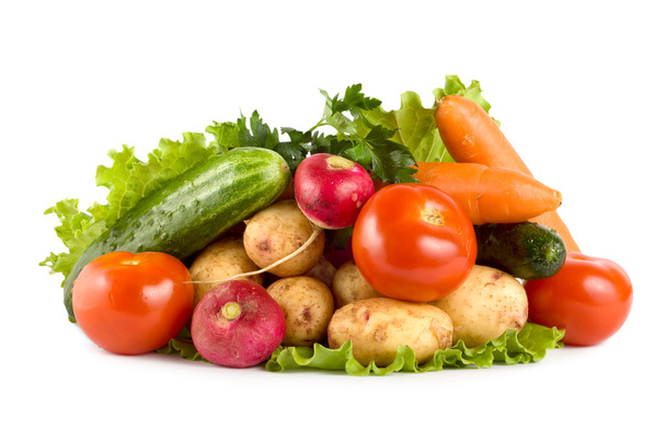 Fresh vegetables isolated on white - Photo, Image