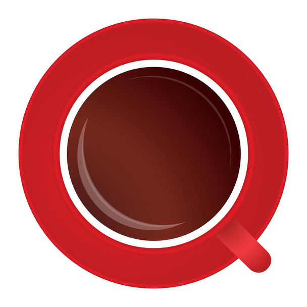 Pleine tasse rouge de thé noir ou de café sur blanc
 - Vecteur, image
