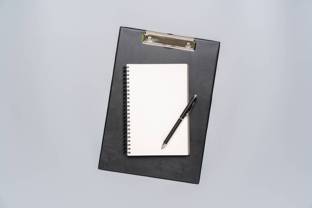 Grey & white stationary top view for creative & business concept - Fotoğraf, Görsel