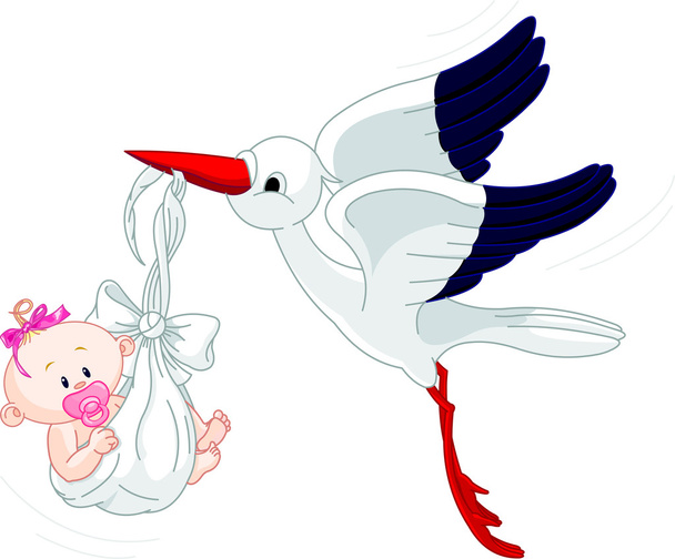 Stork And Baby - Wektor, obraz