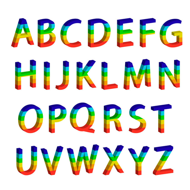 English alphabet , vector illustration. Font, colorful , rainbow , - Vektor, Bild