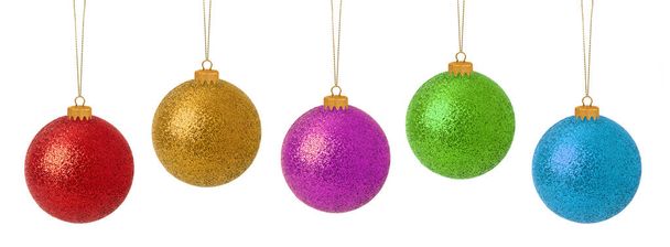 Multi-colored Christmas baubles - 写真・画像