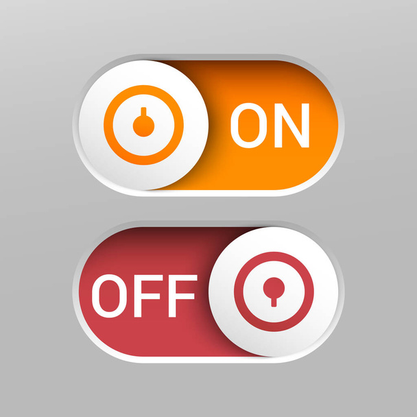 Realistic On and Off switch buttons - Vetor, Imagem