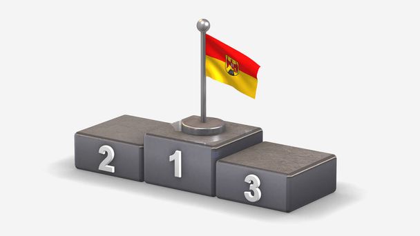 Burgenland 3D agitant l'illustration du drapeau sur le podium gagnant
. - Photo, image