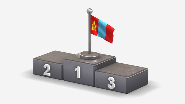 Illustration du drapeau agitant la Mongolie 3D sur le podium gagnant
. - Photo, image