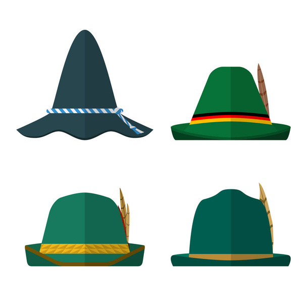 伝統的な緑の帽子のセット - ベクター画像