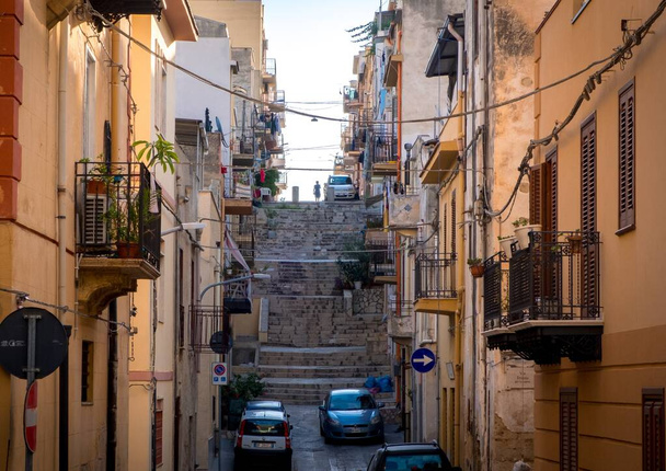 Morning streets of Castellammare del Golfo, Sicily in Italy - Φωτογραφία, εικόνα