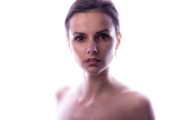 beautiful young girl portrait, white background - Fotografie, Obrázek