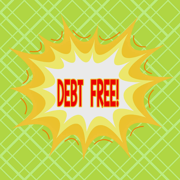 Text sign showing Debt Free. Conceptual photo does not owning any money or things to any individual or companies Asymmetrical uneven shaped format pattern object outline multicolour design. - Photo, Image