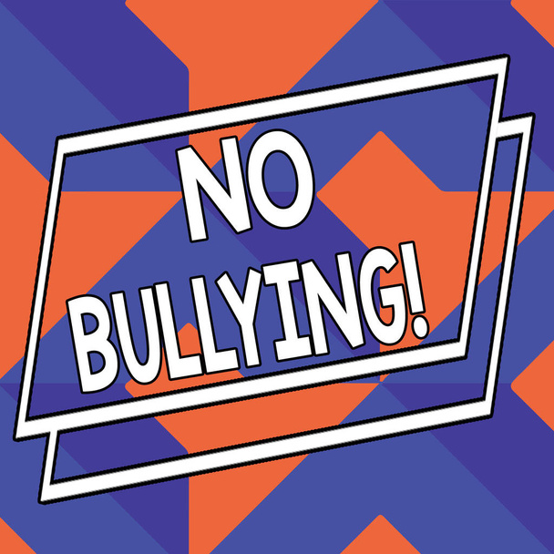 Word writing text No Bullying. Business concept for stop aggressive behavior among children power imbalance Abstract Modern Design Diagonal Structure in Blue and Orange with Perspective. - Photo, image