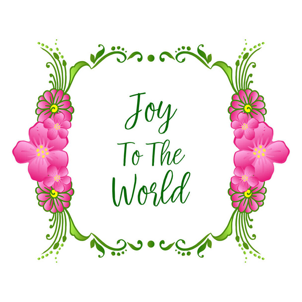 Greeting card joy to the world, with modern pink wreath frame. Vector - Vector, Image