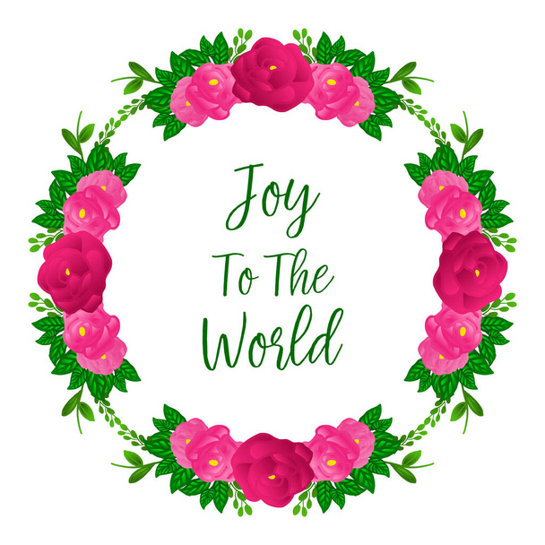 Banner joy to the world, with cute pink rose flower frame. Vector - Vector, imagen