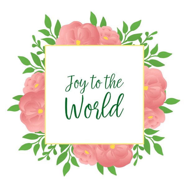 Template joy to the world, with cute rose wreath frame. Vector - Vector, Image