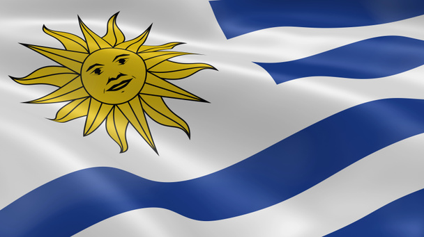 Uruguay zászló a szélben - Fotó, kép