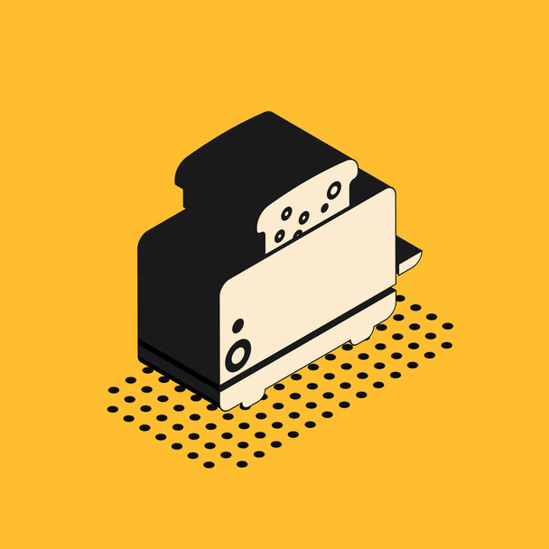 Isometric Toaster with toasts icon isolated on yellow background. Vector Illustration - Vector, Image