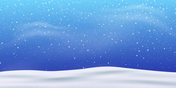 Nieve. Invierno Navidad tormenta de nieve fondo ventisca. nevadas, copos de nieve en diferentes formas
 - Vector, Imagen