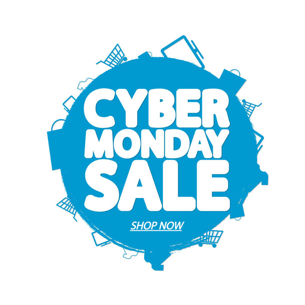 Cyber Monday Sale, modelo de design de banner, tag de desconto, escova grunge, ilustração vetorial
 - Vetor, Imagem