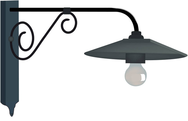 outdoor lamp post in wrought iron - Vector, Image