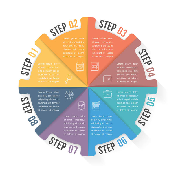 Circle Infographic Template with Eight Elements - Vektor, Bild