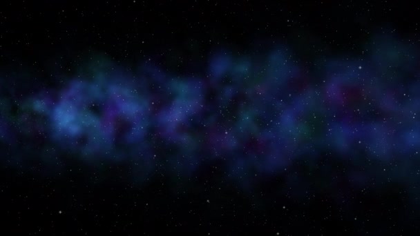 Абстрактный фоновый полет проходит через молочный путь галактики со звездами и космической пылью во Вселенной темной и в обработанном виде - Кадры, видео
