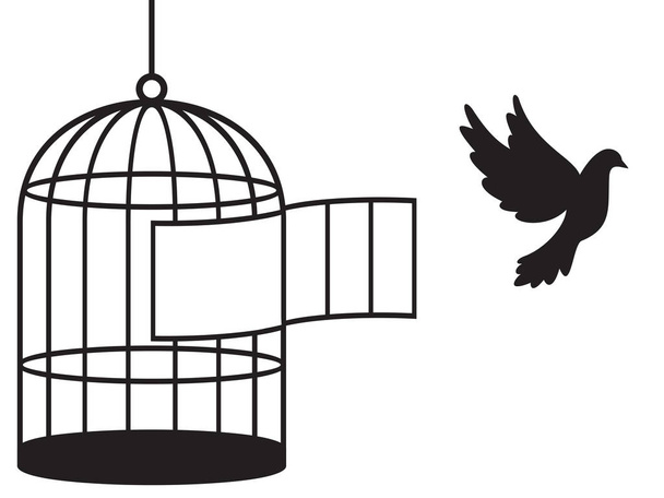 Bird cage (free bird) - Вектор,изображение