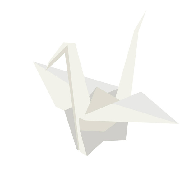 Origami jeřáb z bílého papíru, vektorová ilustrace na bílém - Vektor, obrázek