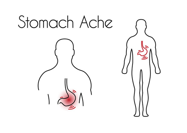 Vector Stomach Ache Linear Icon of Young Man - Διάνυσμα, εικόνα