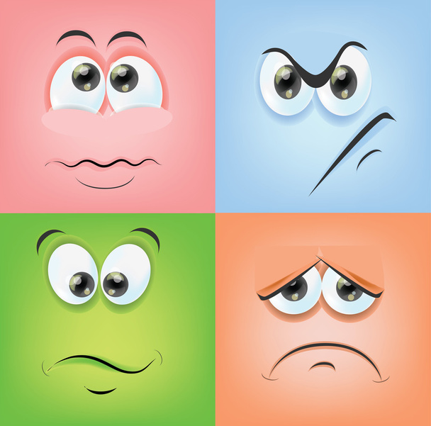 Cartoon gezichten met emoties - Vector, afbeelding