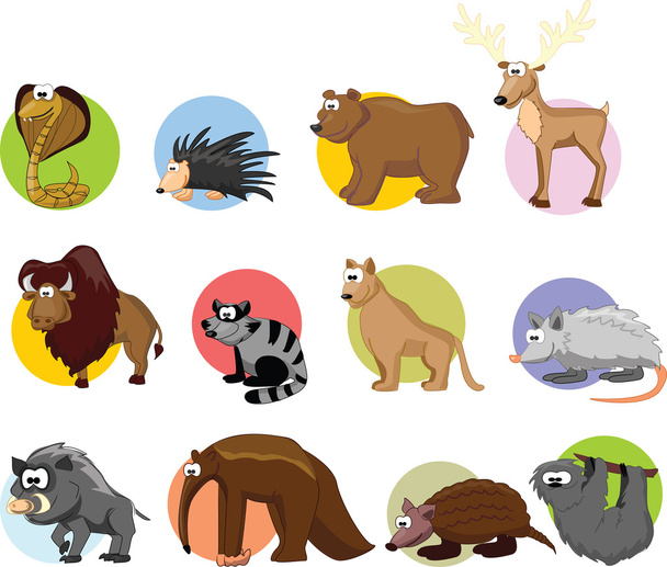Set of cute cartoon animals - Vector, Image