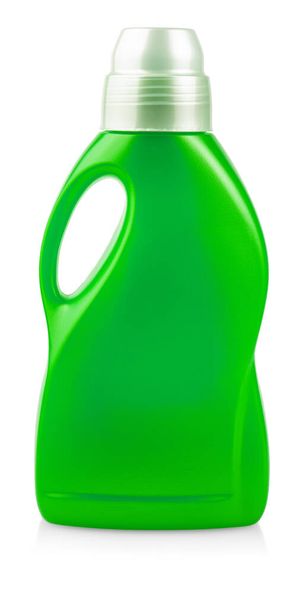 Beyaz arkaplanda izole edilmiş yeşil plastik şişe - Fotoğraf, Görsel
