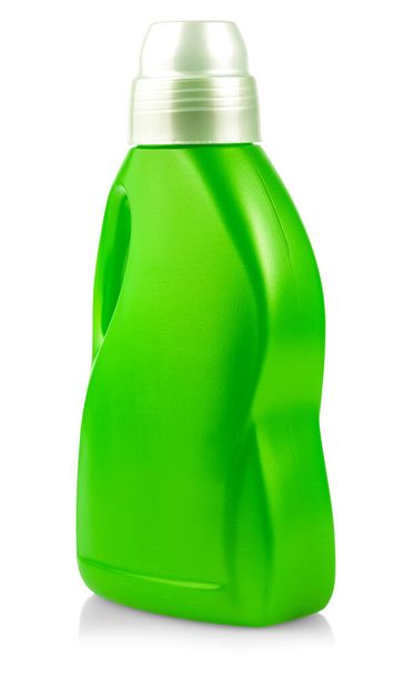 Green  plastic bottle isolated on white background - Photo, Image