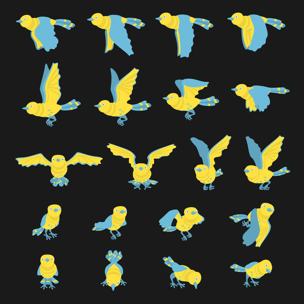 Illustration Vector Set Frame Animation Carton Bird - Vector, Image