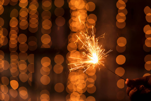 Happy Diwali Sparkler & Bokeh - Фото, зображення