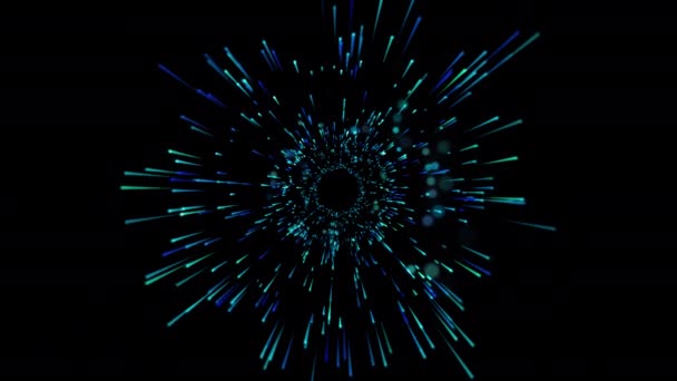 Abstrato Lantejoulas brilhantes coloridas armação redonda com movimento centro vazio.Efeito azul linhas de velocidade fundo abstrato.Star viajar no espaço com bokeh
 - Filmagem, Vídeo