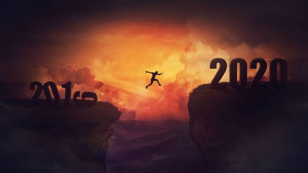 Сюрреалистическая сцена: мужчина прыгает с парашютом в промежутке между 2019 и 2022 годами
 - Фото, изображение