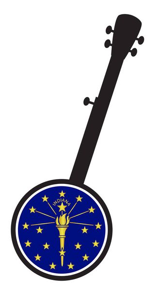 Silhouette de banjo avec icône du drapeau de l'État de l'Indiana
 - Vecteur, image