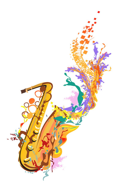 Affiche abstraite avec instruments de musique décorés avec des éclaboussures colorées
. - Vecteur, image