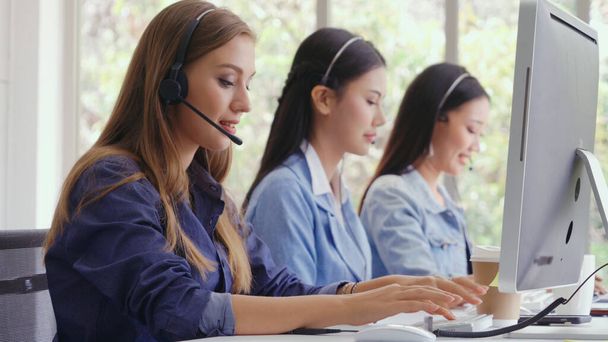 Customer support agent or call center with headset - Photo, Image