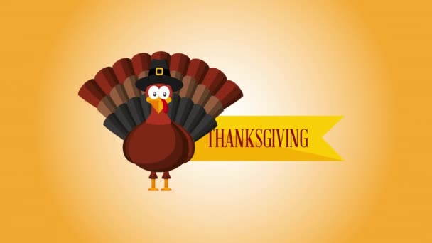 Gelukkig Thanksgiving feest met kalkoen - Video