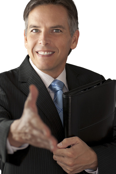 lachende zakenman biedt handdruk - Foto, afbeelding