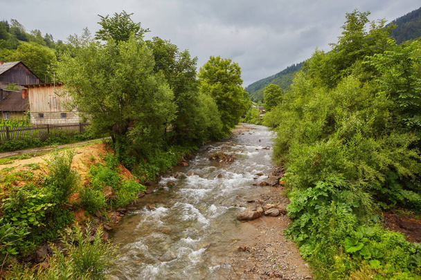 Beautiful mountain river. Tourism in the Carpathian Mountains. Western Ukraine. - Fotó, kép