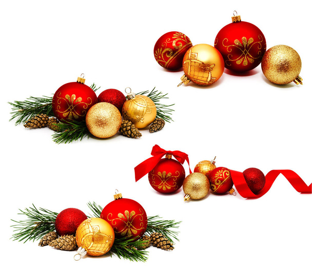 Collection of photos Christmas decoration golden yellow and red  - Photo, Image